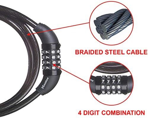 Five foot resettable combination cable bike lock — photo 5