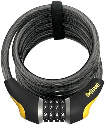 Coiled Braided Steel Cable Lock with Combination