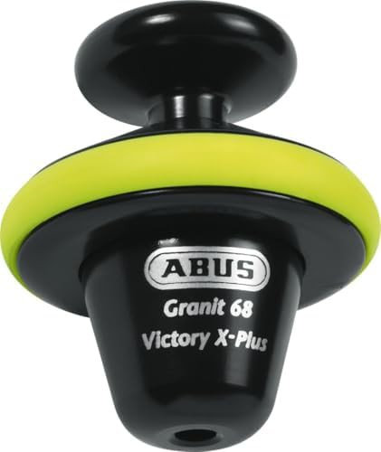Yellow brake disc lock for motorcycles
