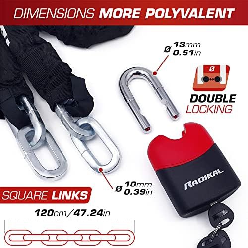 Cemented steel motorcycle chain with high security padlock — photo 3