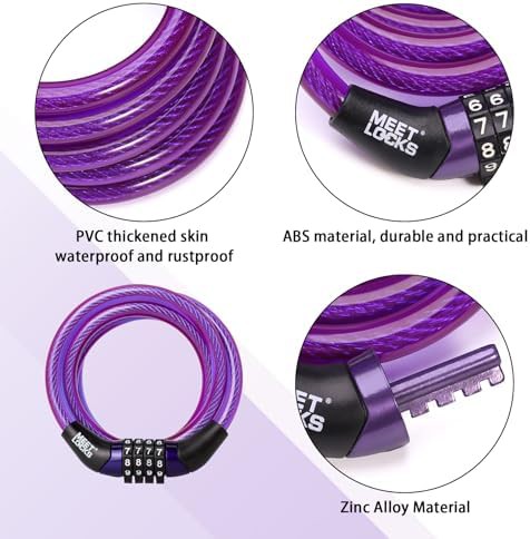 Purple lightweight combination cable lock — photo 3