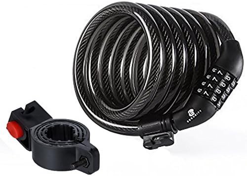 Six foot coiled cable combination lock with bracket