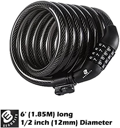 Six foot coiled cable combination lock with bracket — photo 3