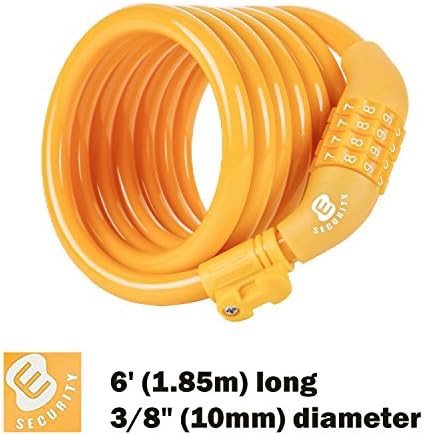 Yellow self coiling six foot cable lock — photo 3