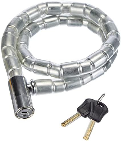 Silver jointed hardened steel motorcycle chain lock