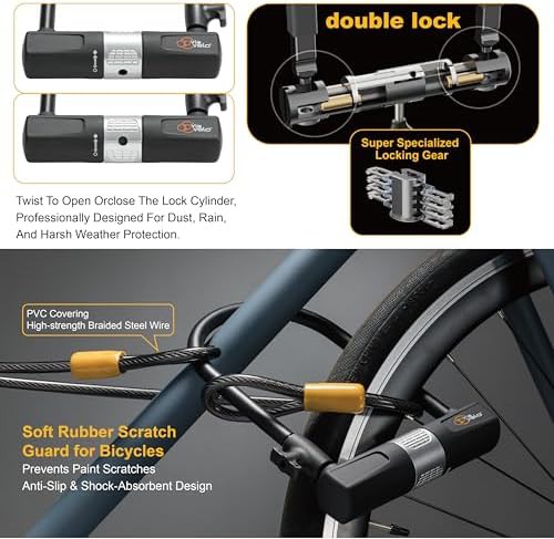Heavy duty bicycle u-lock with mounting bracket — photo 3