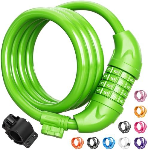 Green combination coiling cable bike lock