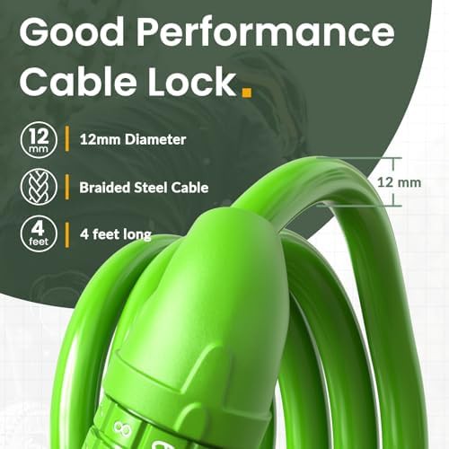 Green combination coiling cable bike lock — photo 3