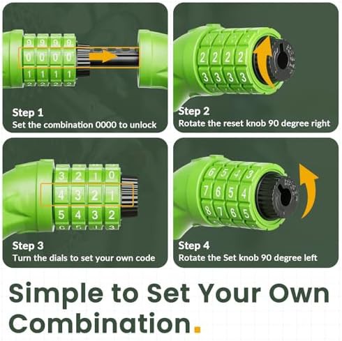 Green combination coiling cable bike lock — photo 4