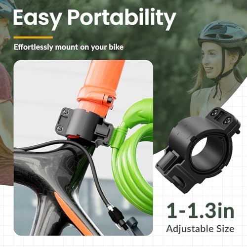 Green combination coiling cable bike lock — photo 5