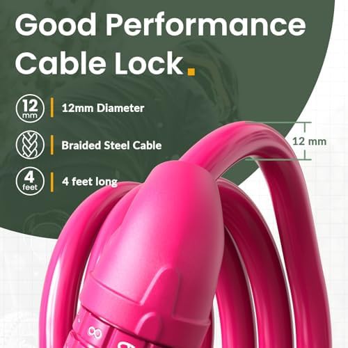 Pink combination coiling cable bike lock — photo 3