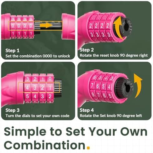 Pink combination coiling cable bike lock — photo 4