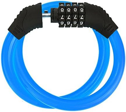 Blue security cable lock with four digit code — photo 4