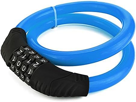 Blue security cable lock with four digit code — photo 5