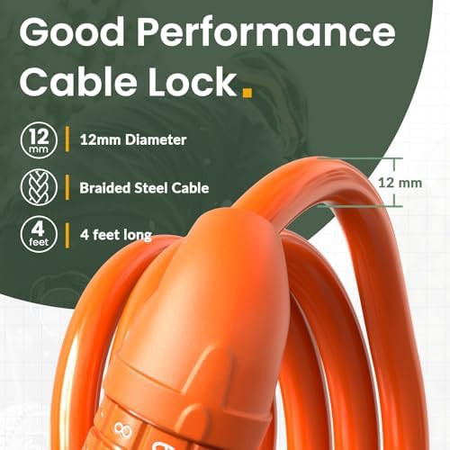 Orange combination cable bike lock with bracket — photo 3
