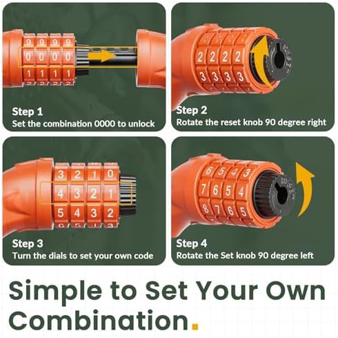 Orange combination cable bike lock with bracket — photo 4