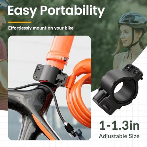 Orange combination cable bike lock with bracket — photo 5