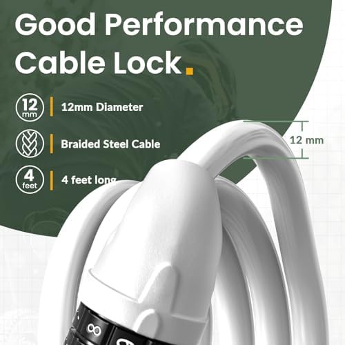 White combination cable bike lock with bracket — photo 3