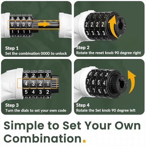 White combination cable bike lock with bracket — photo 4