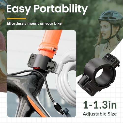 White combination cable bike lock with bracket — photo 5