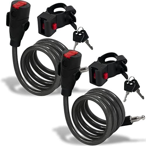 Keyed heavy duty security cable lock two pack