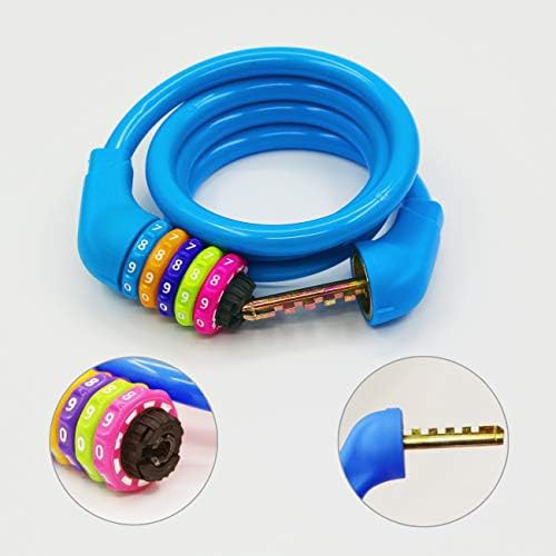 Blue self coiling five digit combination lock — photo 3