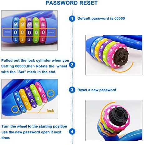 Blue self coiling five digit combination lock — photo 4