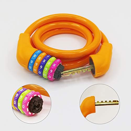 Orange self coiling five digit combination lock — photo 3