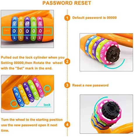 Orange self coiling five digit combination lock — photo 4