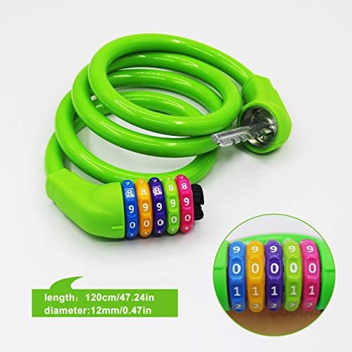 Green self coiling five digit combination lock — photo 3