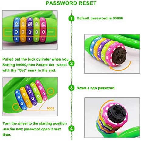 Green self coiling five digit combination lock — photo 4