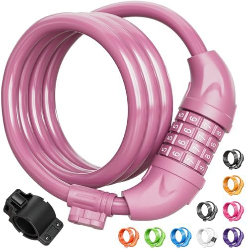 Baby pink combination cable bike lock