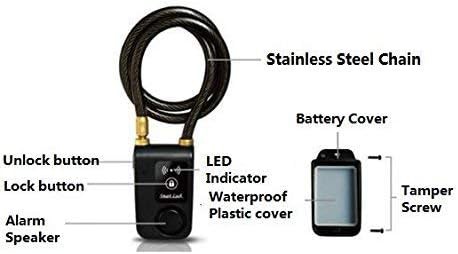Waterproof bluetooth alarm cable lock gray 71 in — photo 3