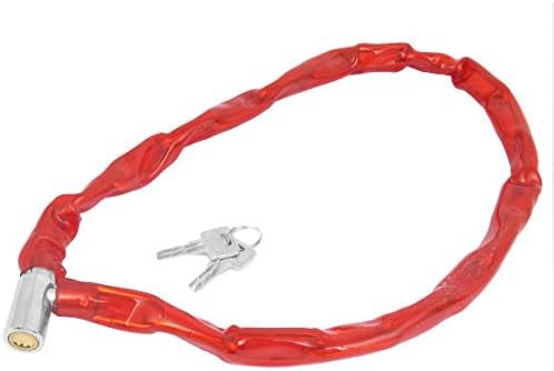 Red thirty-five inch bicycle chain lock