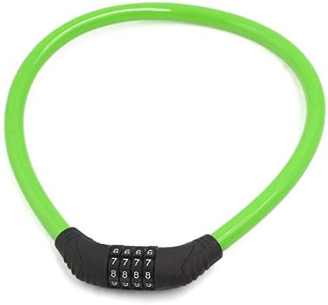 Green four-digit combination cable lock