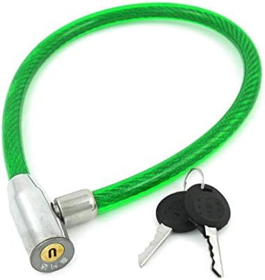 Green plastic coated security cable lock