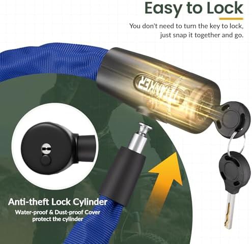 Blue 6mm keyed bicycle chain lock — photo 3