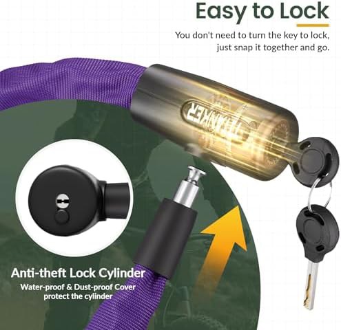 Purple 6mm keyed bicycle chain lock — photo 3