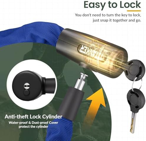Blue 8mm portable keyed chain lock — photo 3