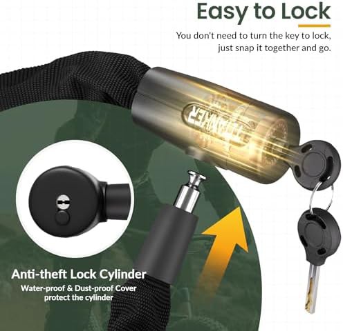 Black 8mm thick security chain lock — photo 4