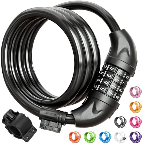 Black resettable combination cable bike lock