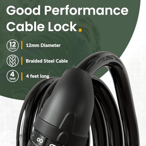 Black resettable combination cable bike lock — photo 3