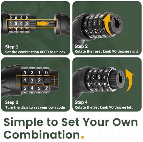 Black resettable combination cable bike lock — photo 4