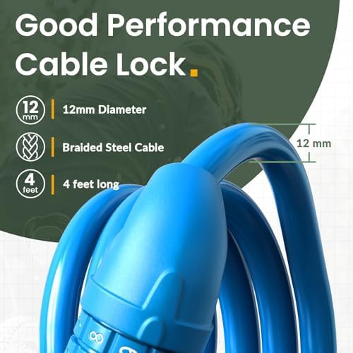 Blue combination cable bike lock with bracket — photo 3