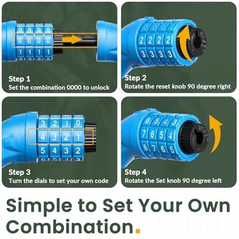 Blue combination cable bike lock with bracket — photo 4