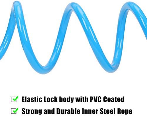Blue coiling cable lock with combination — photo 5