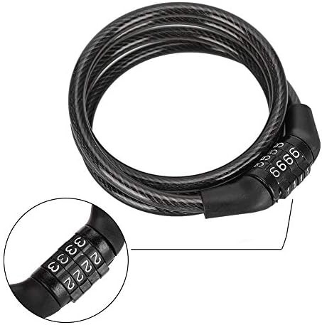 Black steel cable lock with four digit combination — photo 3