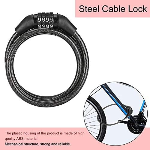 Black steel cable lock with four digit combination — photo 5