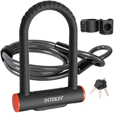 Heavy duty u-lock with security cable and bracket