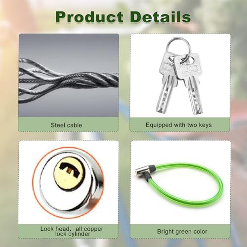 Green anti theft cable lock with keys — photo 4